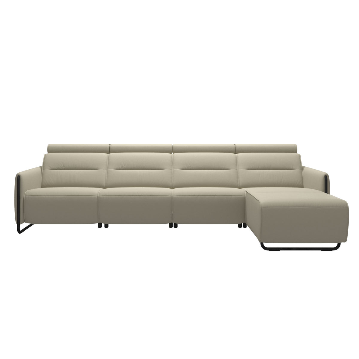 Emily Steel - 3-Seater Sofa with Long Seat - Paloma Light Grey - Matte Black