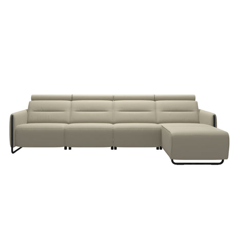 Emily Steel - 3-Seater Sofa with Long Seat - Paloma Light Grey - Matte Black