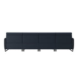 Emily Steel - 3-Seater Sofa with Long Seat - Paloma Oxford Blue - Matte Black