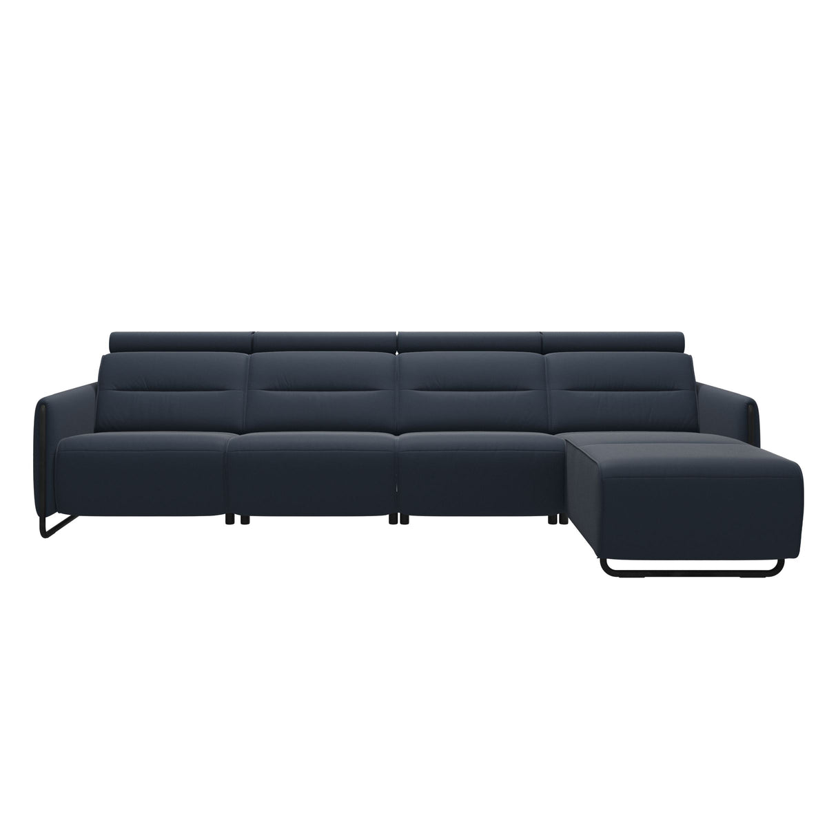 Emily Steel - 3-Seater Sofa with Long Seat - Paloma Oxford Blue - Matte Black