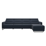 Emily Steel - 3-Seater Sofa with Long Seat - Paloma Oxford Blue - Matte Black