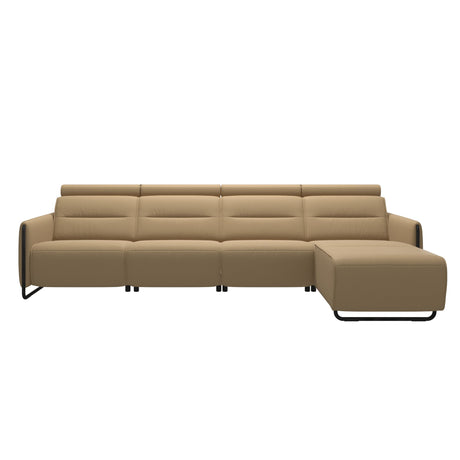 Emily Steel - 3-Seater Sofa with Long Seat - Paloma Sand - Matte Black