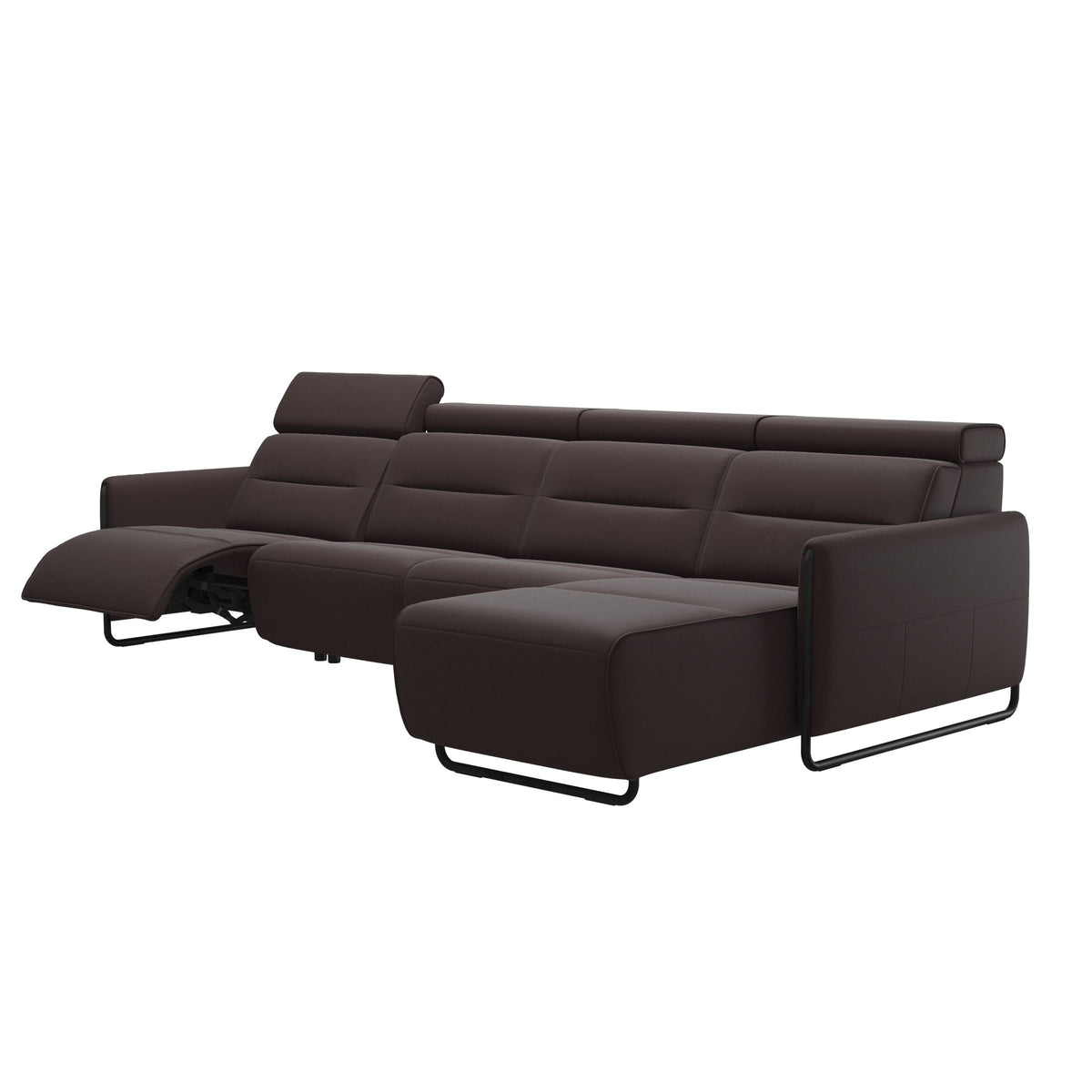 Emily Steel - 3-Seater Sofa with Long Seat - Paloma Chocolate - Matte Black