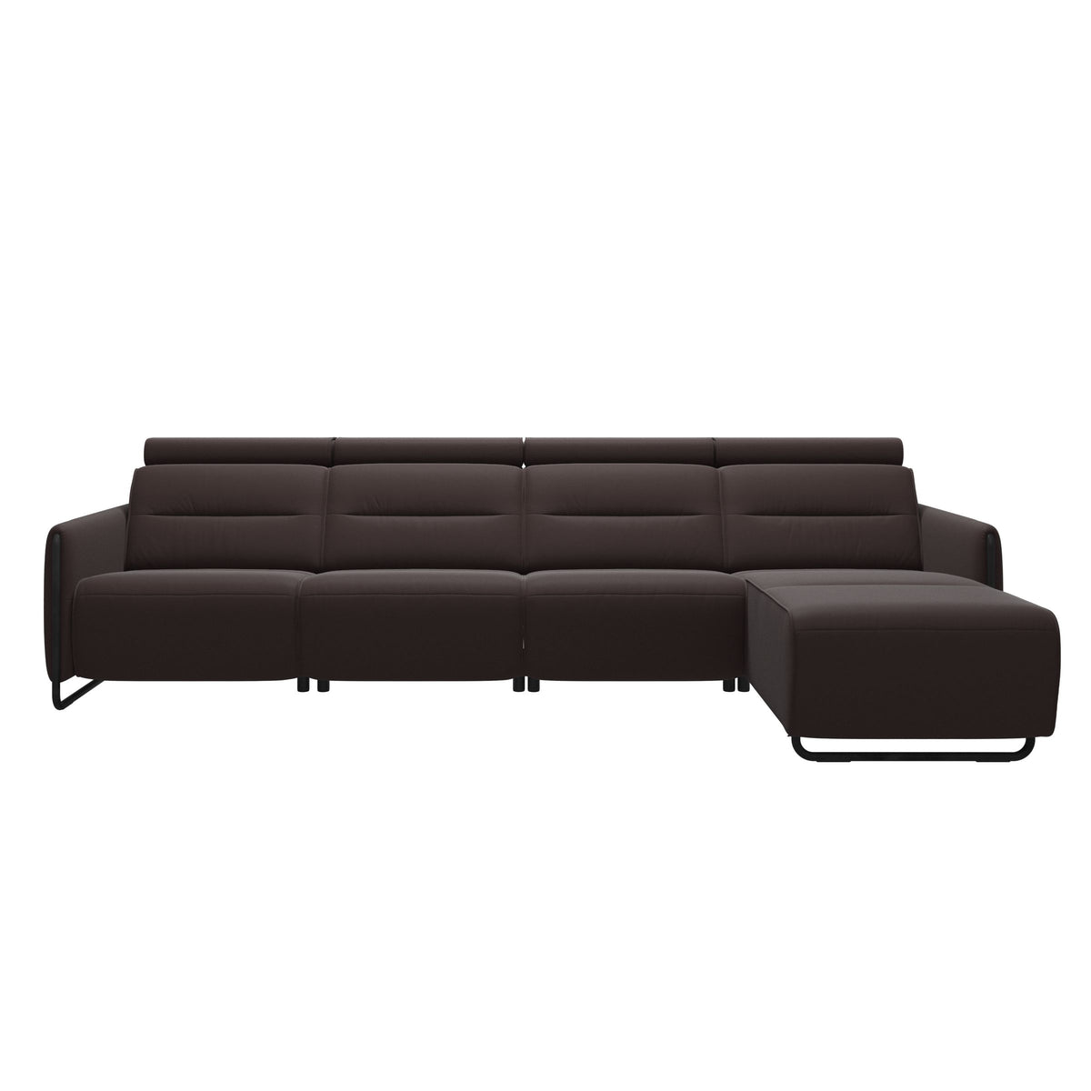 Emily Steel - 3-Seater Sofa with Long Seat - Paloma Chocolate - Matte Black