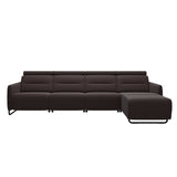 Emily Steel - 3-Seater Sofa with Long Seat - Paloma Chocolate - Matte Black