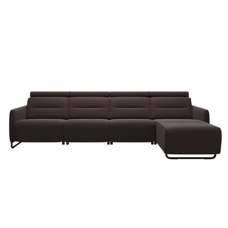 Emily Steel - 3-Seater Sofa with Long Seat - Paloma Chocolate - Matte Black