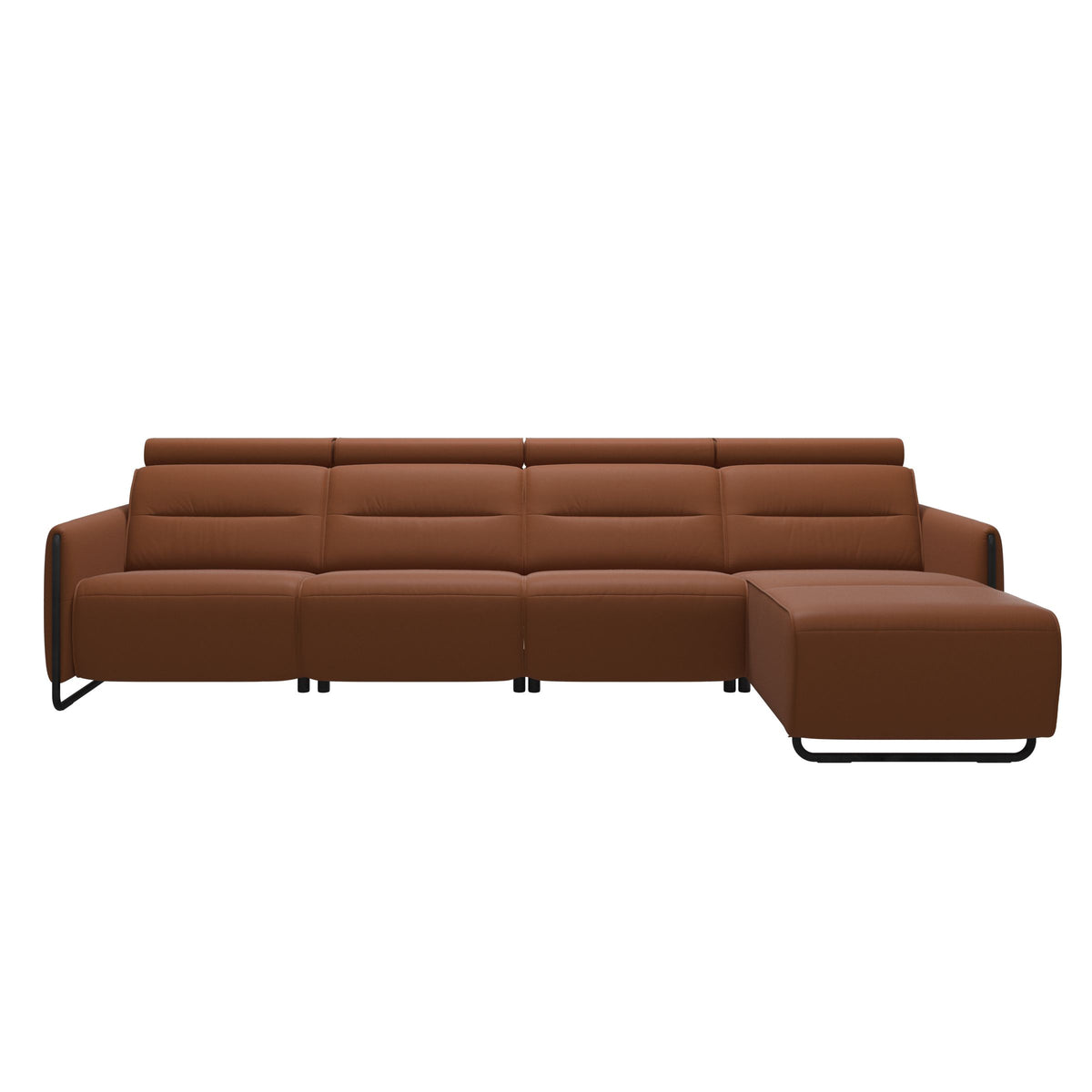 Emily Steel - 3-Seater Sofa with Long Seat - Paloma New cognac - Matte Black