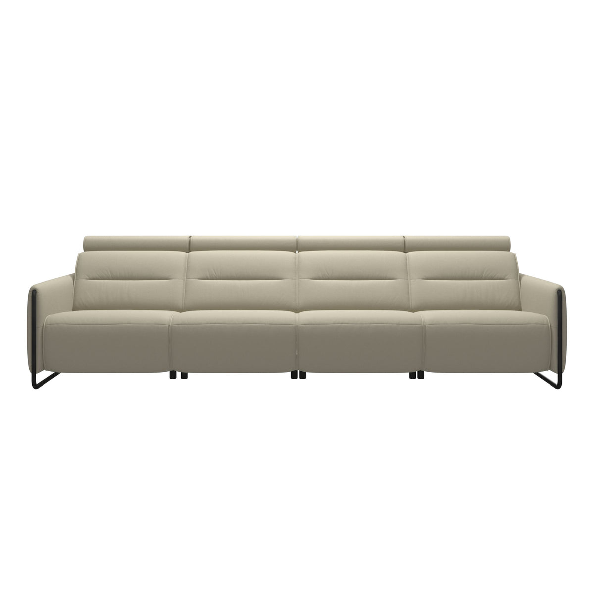 Emily Steel - 4-Seater Sofa - Paloma Light Grey - Matte Black