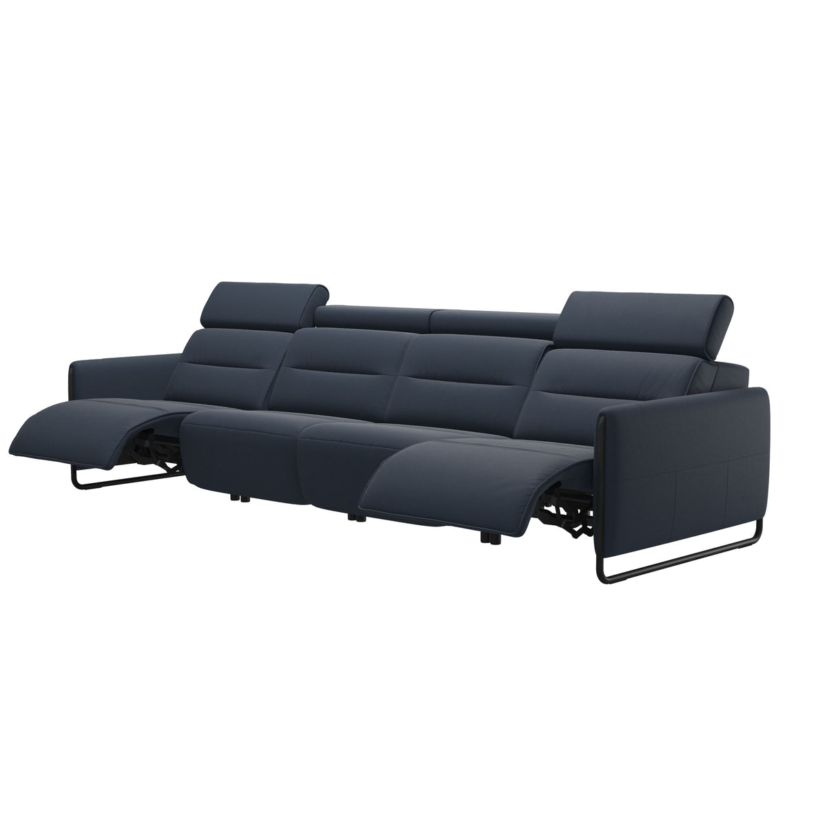 Emily Steel - 4-Seater Sofa - Paloma Oxford Blue - Matte Black