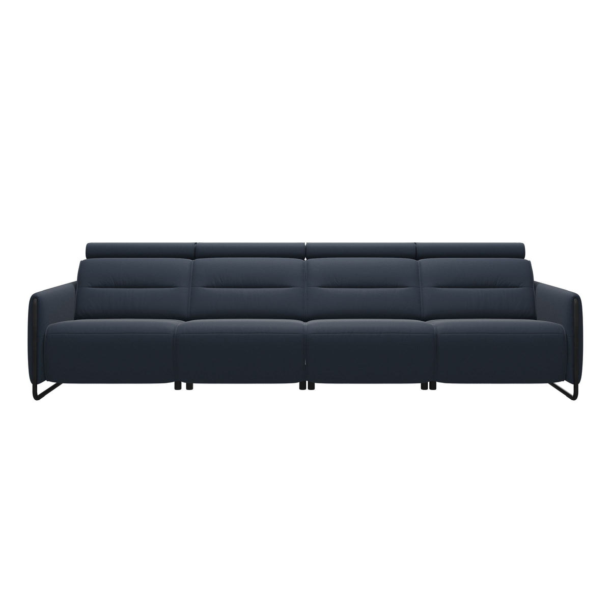 Emily Steel - 4-Seater Sofa - Paloma Oxford Blue - Matte Black