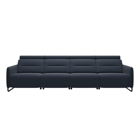 Emily Steel - 4-Seater Sofa - Paloma Oxford Blue - Matte Black