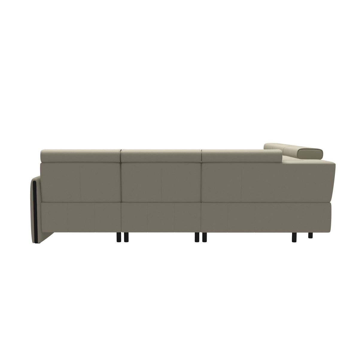 Stressless Emily Wood C22 Corner Sofa with 2 Power Seats in Paloma Light Grey, Black, rear three-quarter view