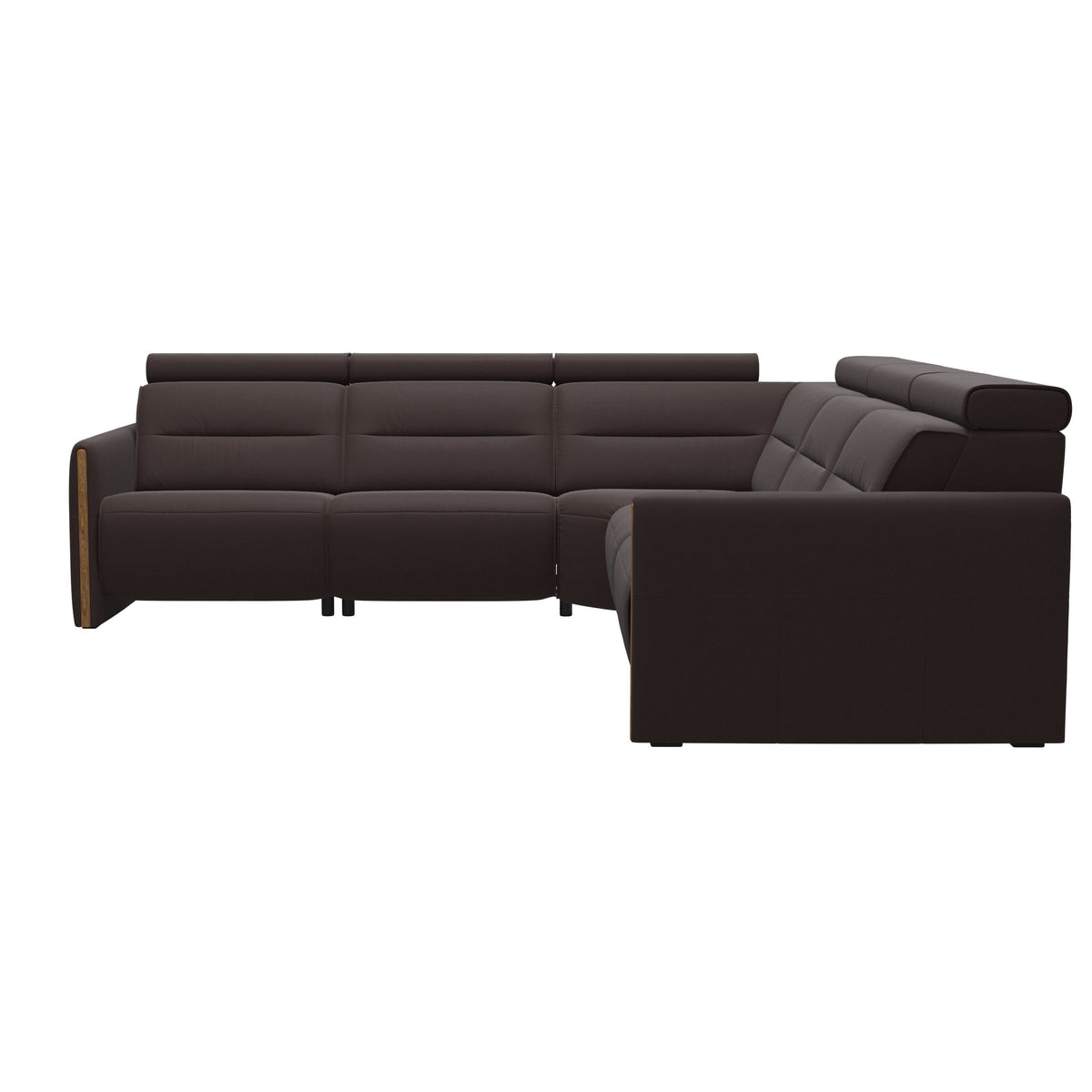 Stressless Emily Wood C22 Corner Sofa with 2 Power Seats in Paloma Chocolate, Teak, back view