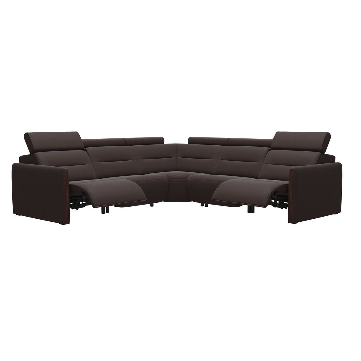 Stressless Emily Wood C22 Corner Sofa with 2 Power Seats in Paloma Chocolate, Brown, side view