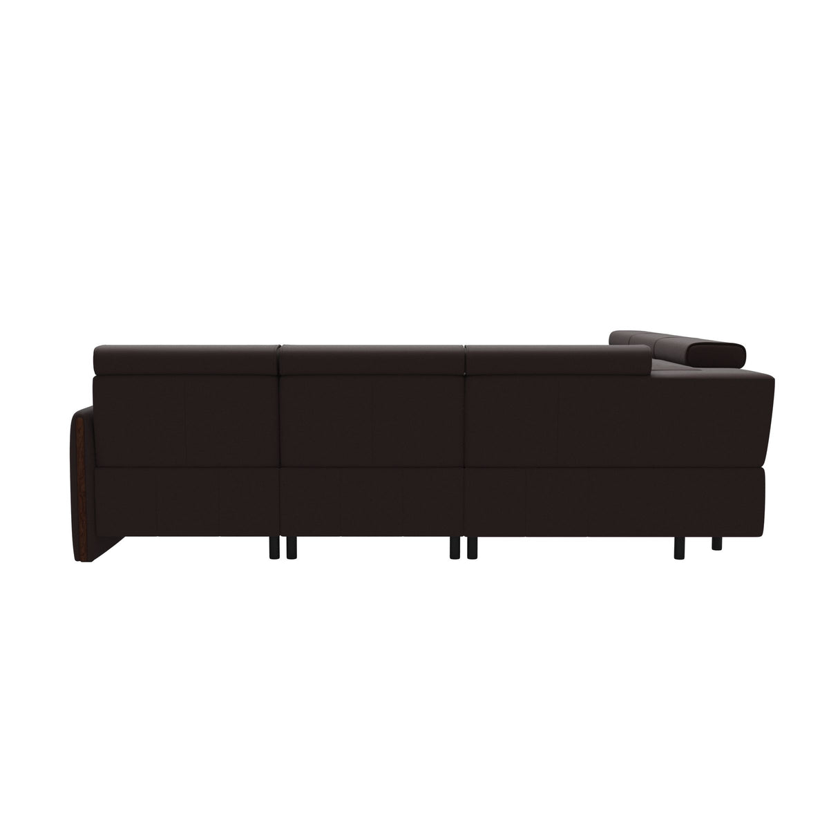 Stressless Emily Wood C22 Corner Sofa with 2 Power Seats in Paloma Chocolate, Brown, rear three-quarter view