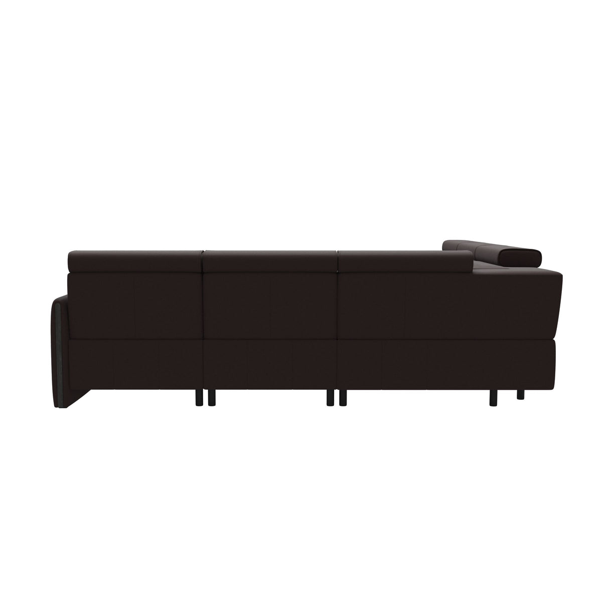 Stressless Emily Wood C22 Corner Sofa with 2 Power Seats in Paloma Chocolate, Grey, rear three-quarter view