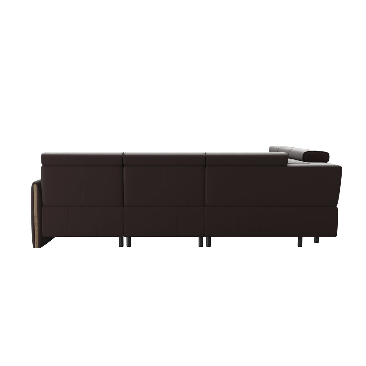 Stressless Emily Wood C22 Corner Sofa with 2 Power Seats in Paloma Chocolate, Smoked Oak, rear three-quarter view