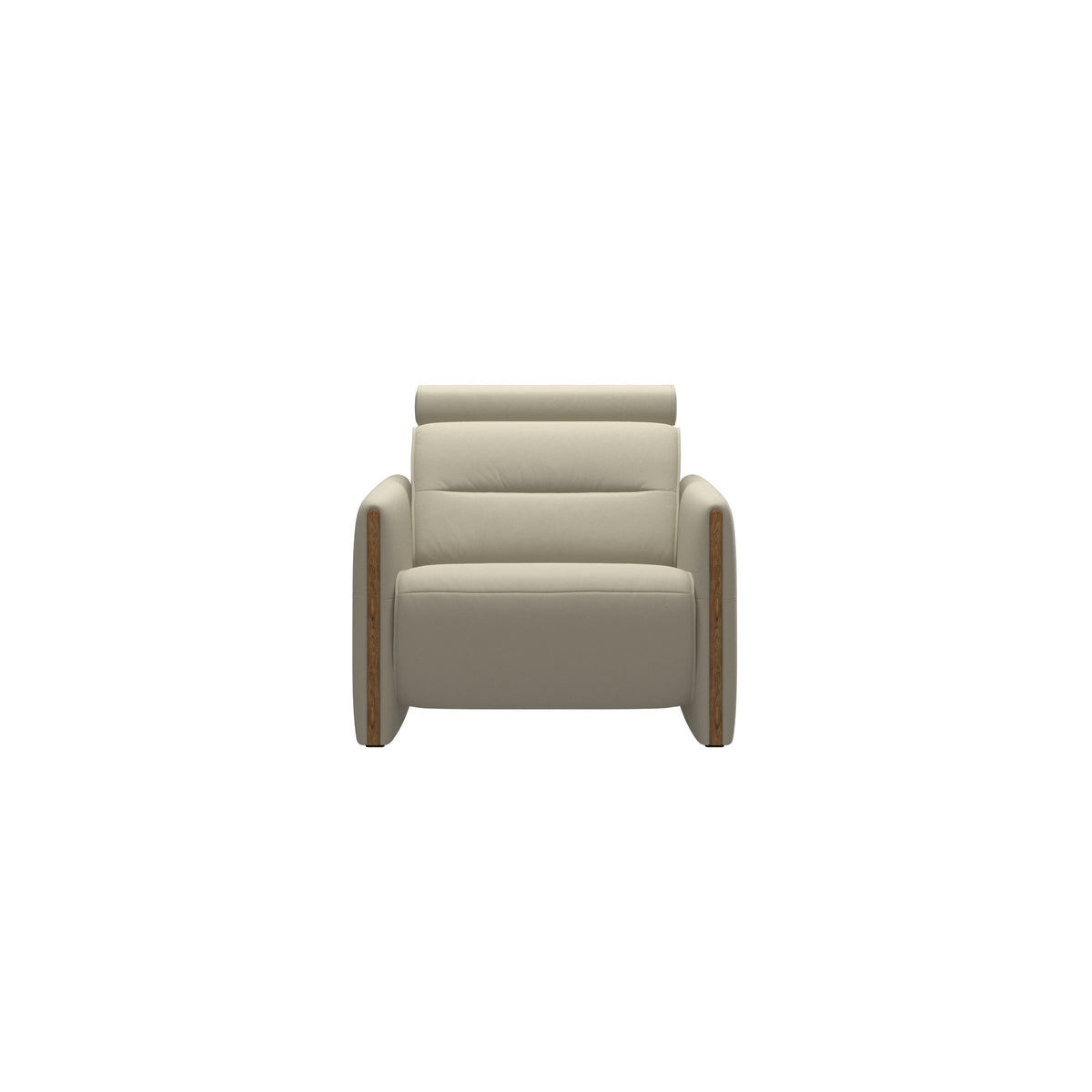 Stressless Emily Wood Chair with Power in Paloma Light Grey, Teak, front view