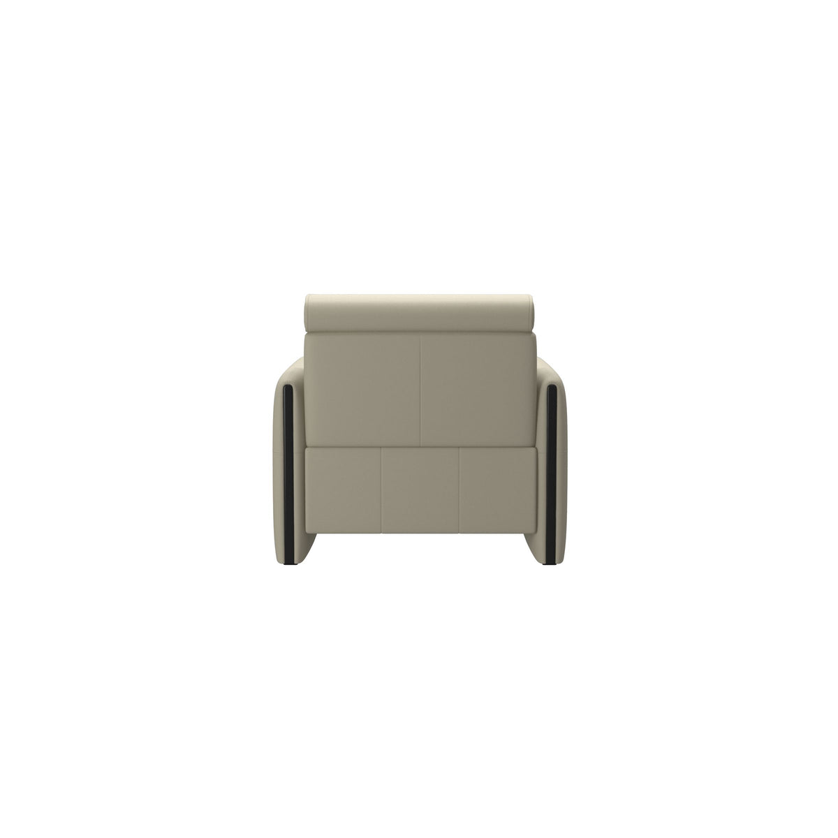 Stressless Emily Wood Chair with Power in Paloma Light Grey, Black, rear three-quarter view