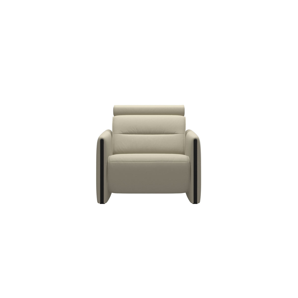 Stressless Emily Wood Chair with Power in Paloma Light Grey, Black, front view