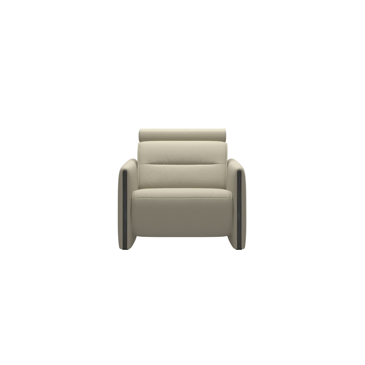 Stressless Emily Wood Chair with Power in Paloma Light Grey, Grey, front view