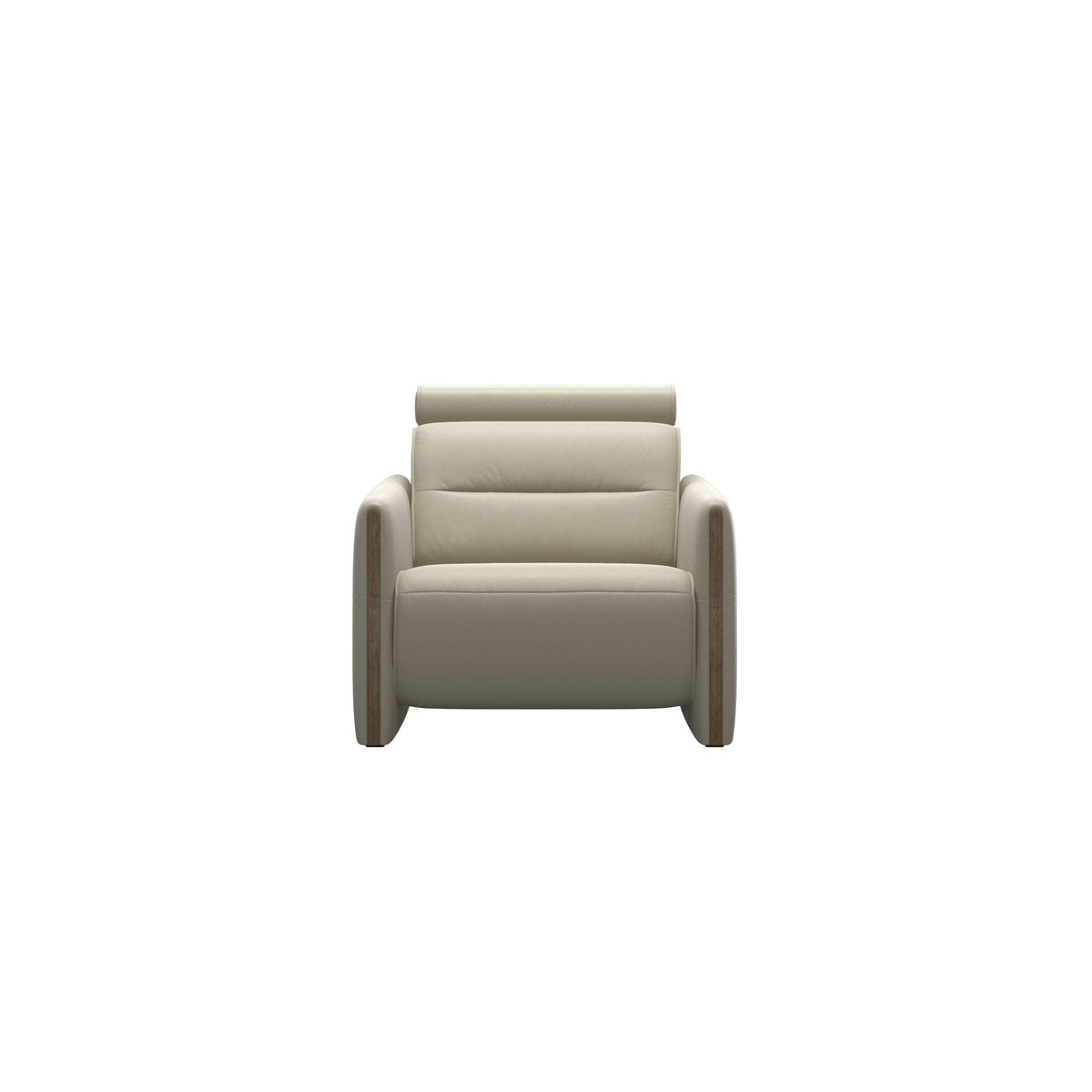 Stressless Emily Wood Chair with Power in Paloma Light Grey, Smoked Oak, front view