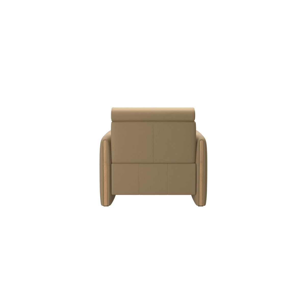 Stressless Emily Wood Chair with Power in Paloma Sand, Oak, rear three-quarter view