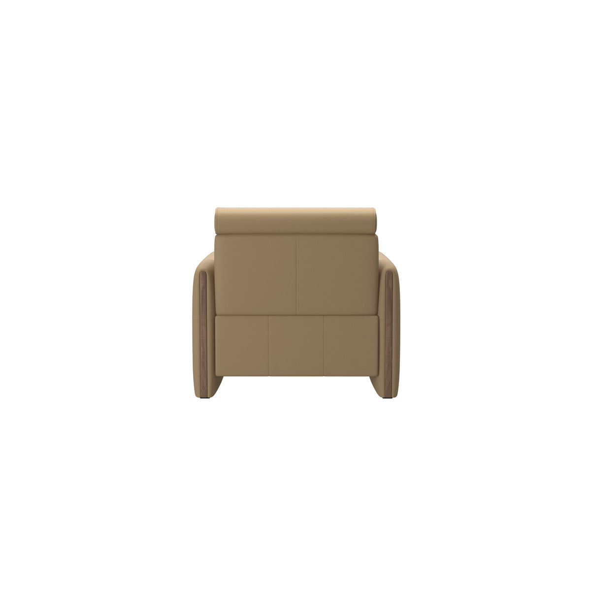 Stressless Emily Wood Chair with Power in Paloma Sand, Walnut, rear three-quarter view