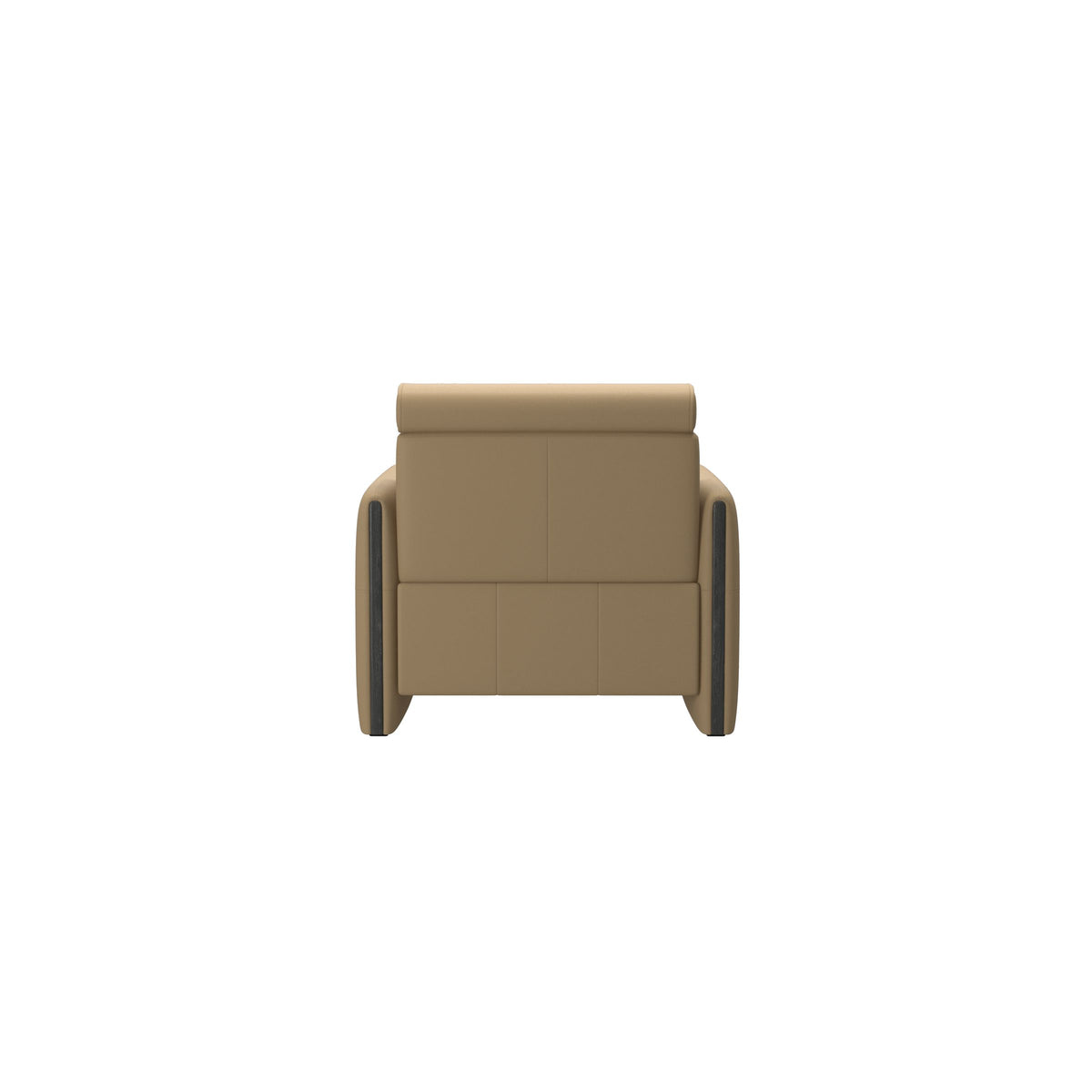Stressless Emily Wood Chair with Power in Paloma Sand, Grey, rear three-quarter view