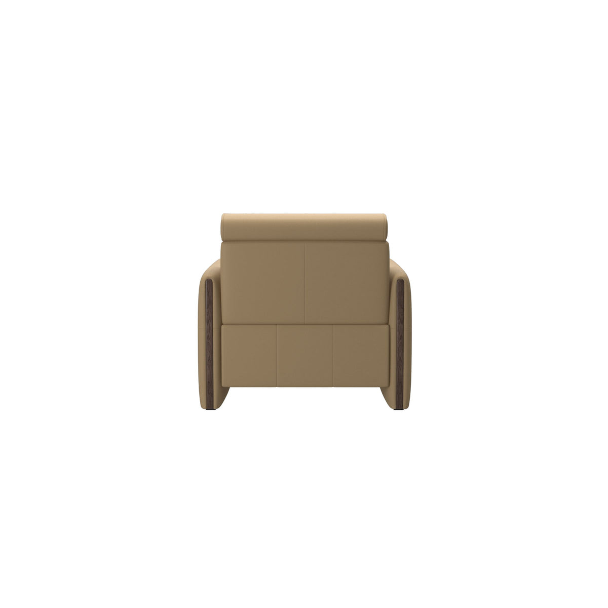 Stressless Emily Wood Chair with Power in Paloma Sand, Wenge, rear three-quarter view