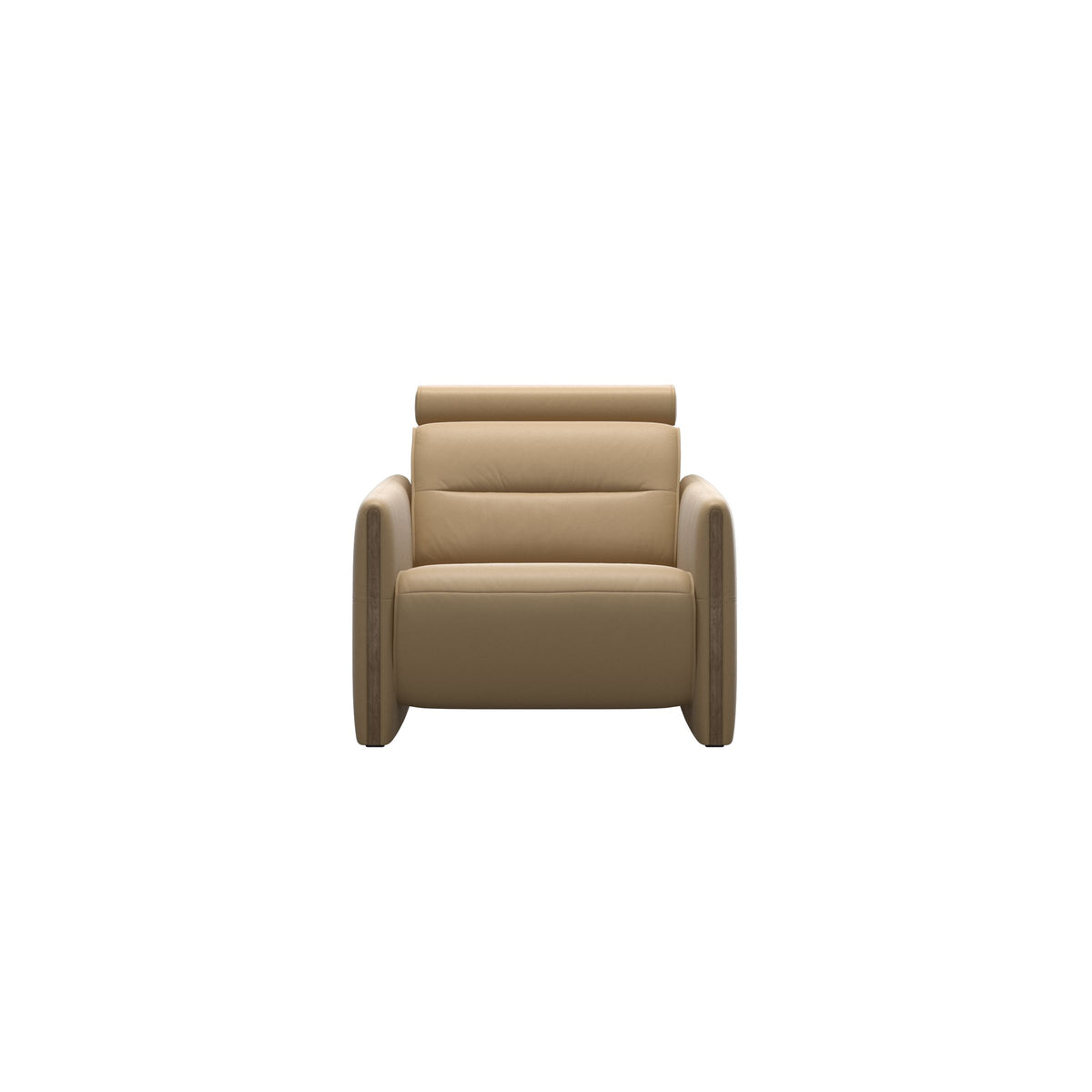 Stressless Emily Wood Chair with Power in Paloma Sand, Smoked Oak, front view