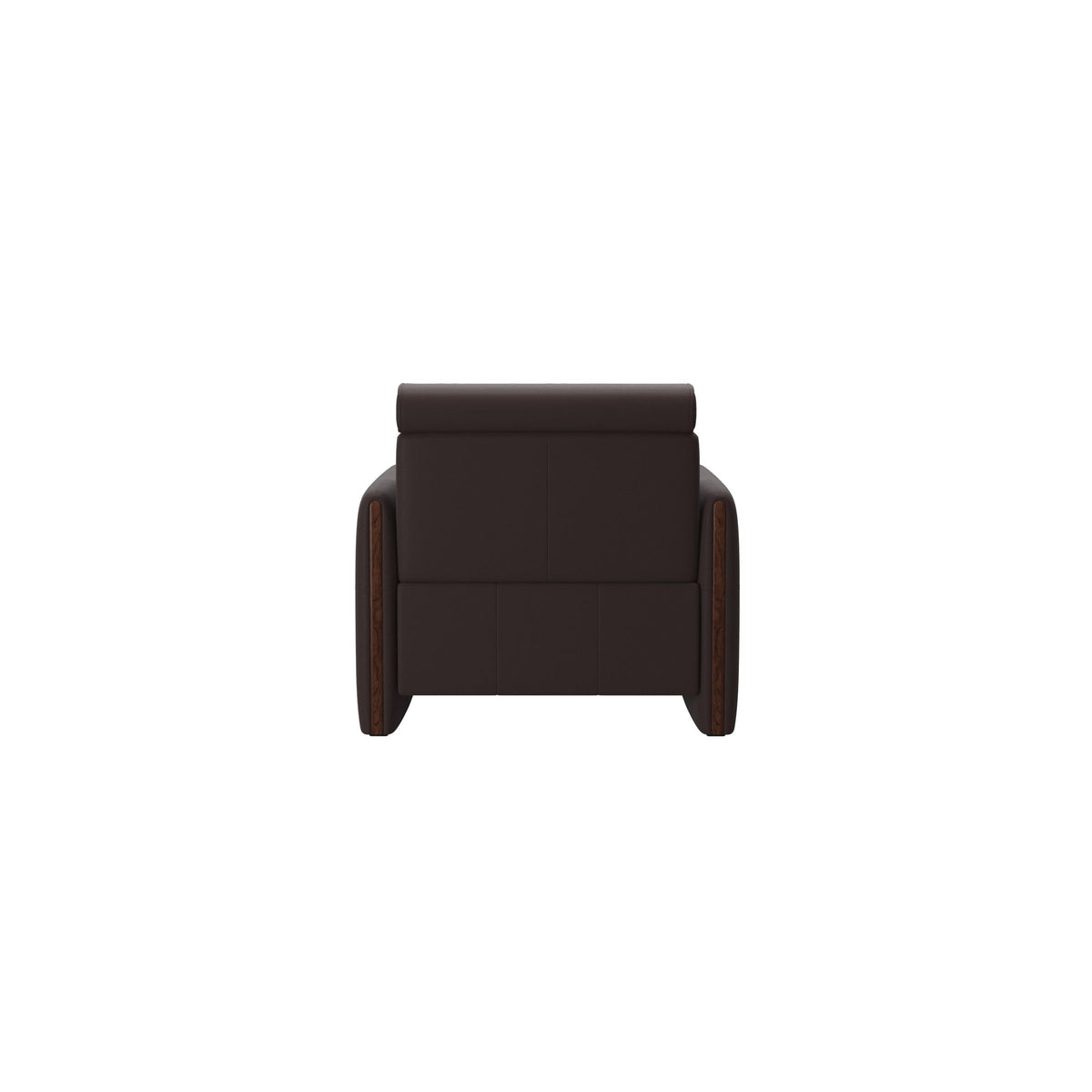 Stressless Emily Wood Chair with Power in Paloma Chocolate, Brown, rear three-quarter view