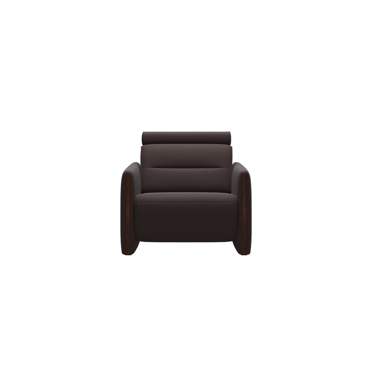 Stressless Emily Wood Chair with Power in Paloma Chocolate, Brown, front view
