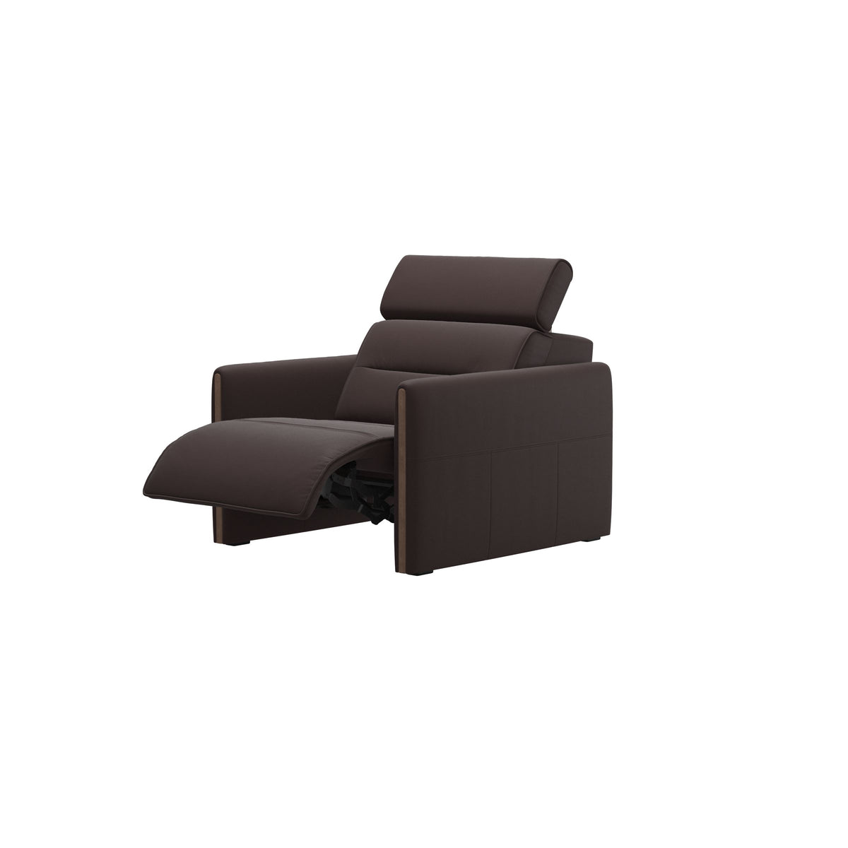 Stressless Emily Wood Chair with Power in Paloma Chocolate, Walnut, side view