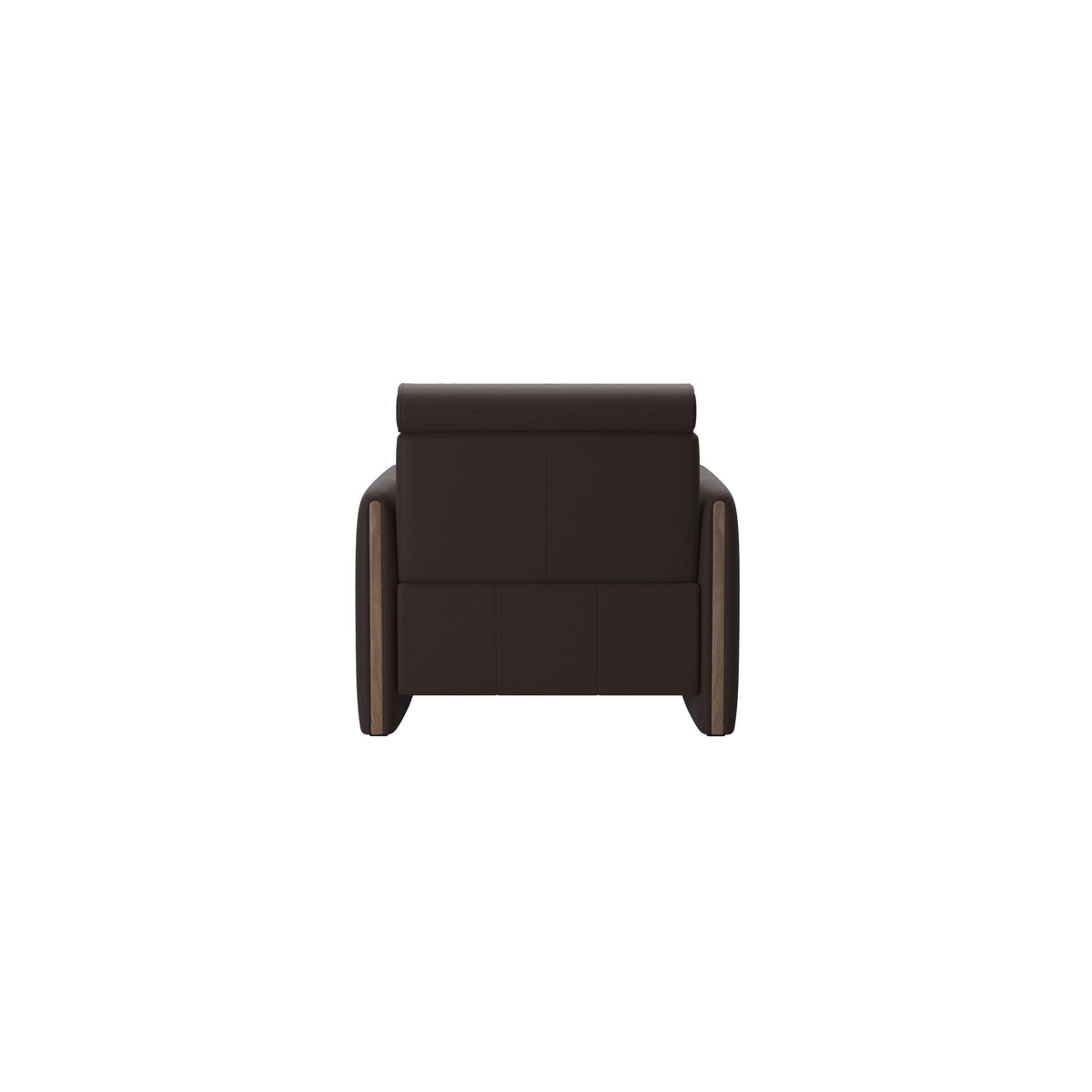 Stressless Emily Wood Chair with Power in Paloma Chocolate, Walnut, rear three-quarter view
