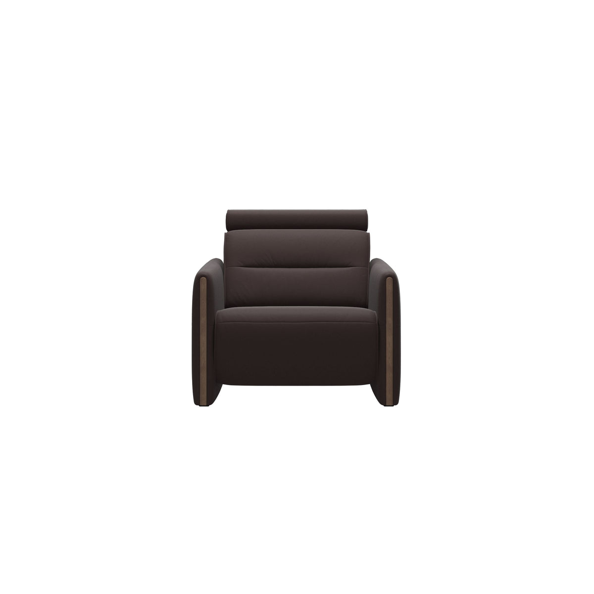 Stressless Emily Wood Chair with Power in Paloma Chocolate, Walnut, front view