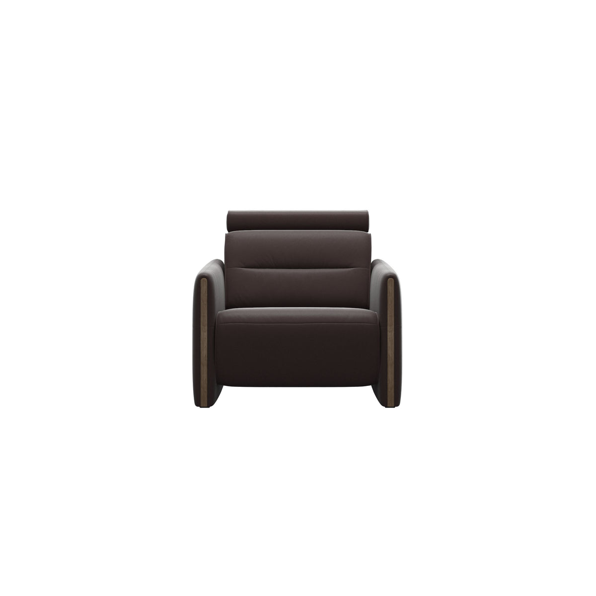 Stressless Emily Wood Chair with Power in Paloma Chocolate, Smoked Oak, front view