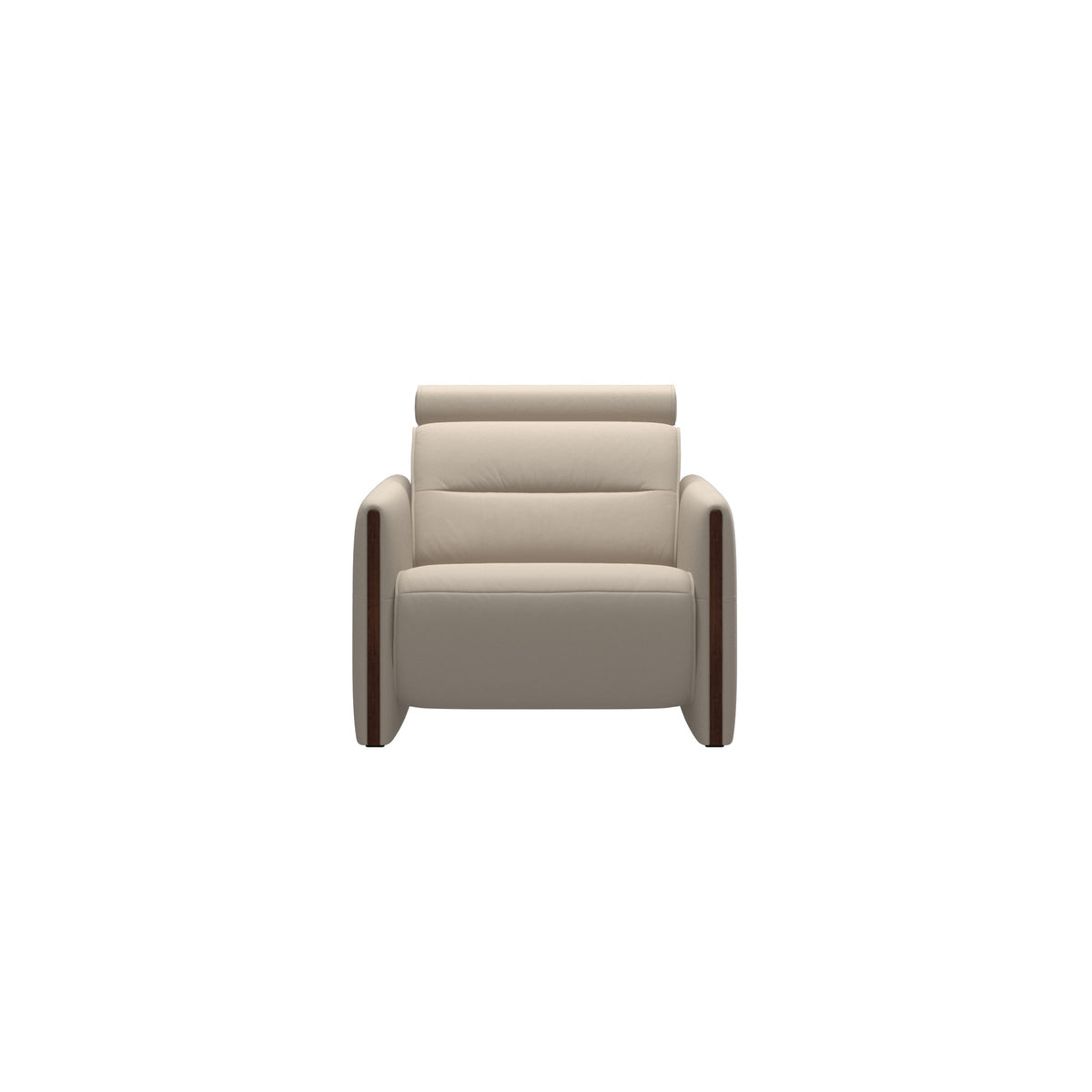 Stressless Emily Wood Chair with Power in Paloma Fog, Brown, front view