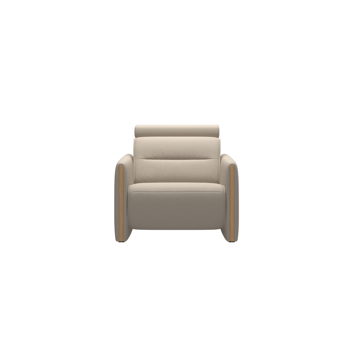 Stressless Emily Wood Chair with Power in Paloma Fog, Oak, front view