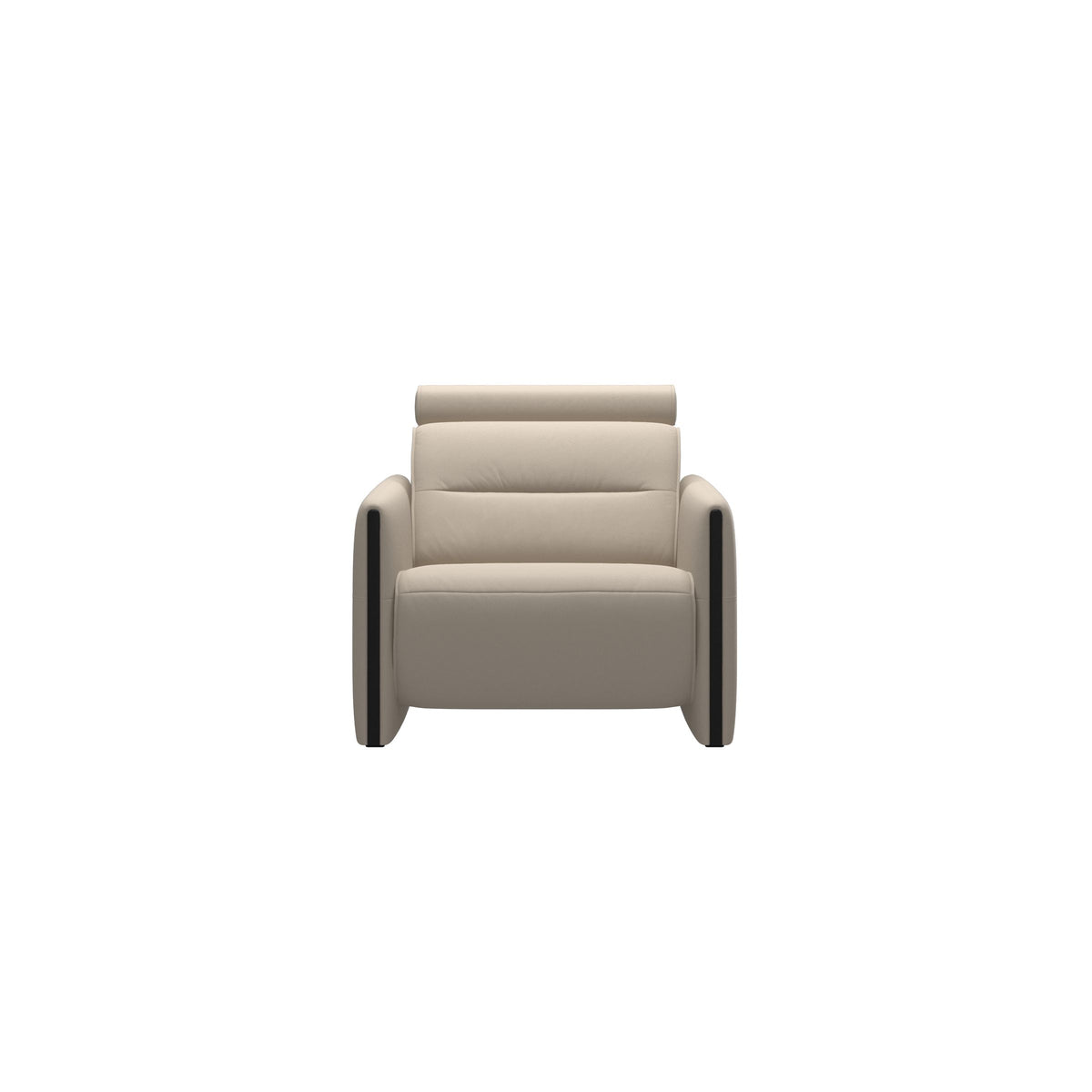 Stressless Emily Wood Chair with Power in Paloma Fog, Black, front view