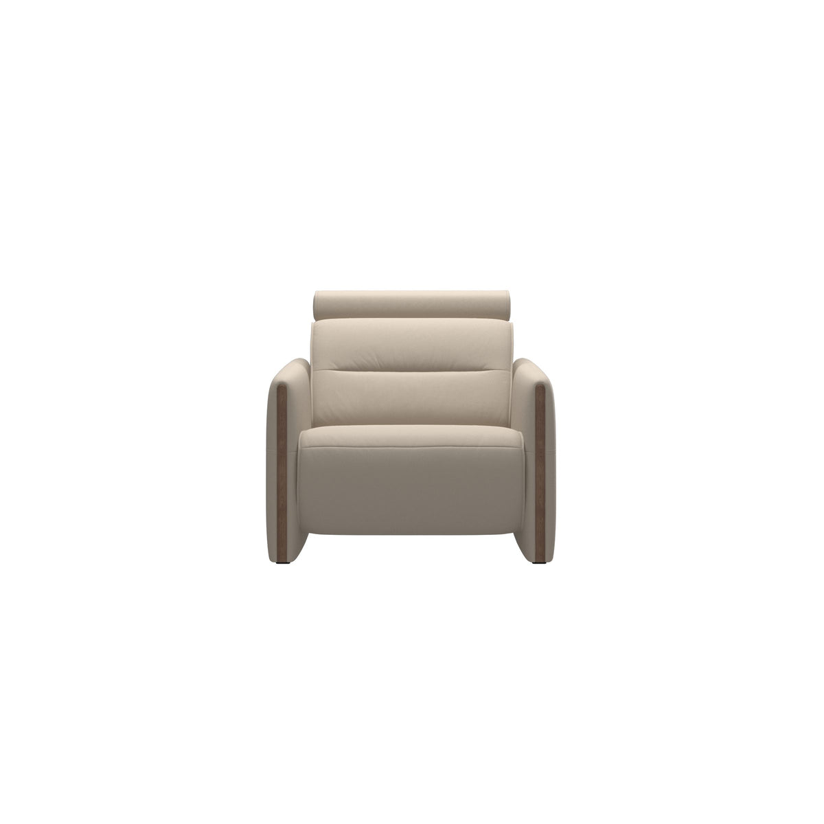 Stressless Emily Wood Chair with Power in Paloma Fog, Walnut, front view