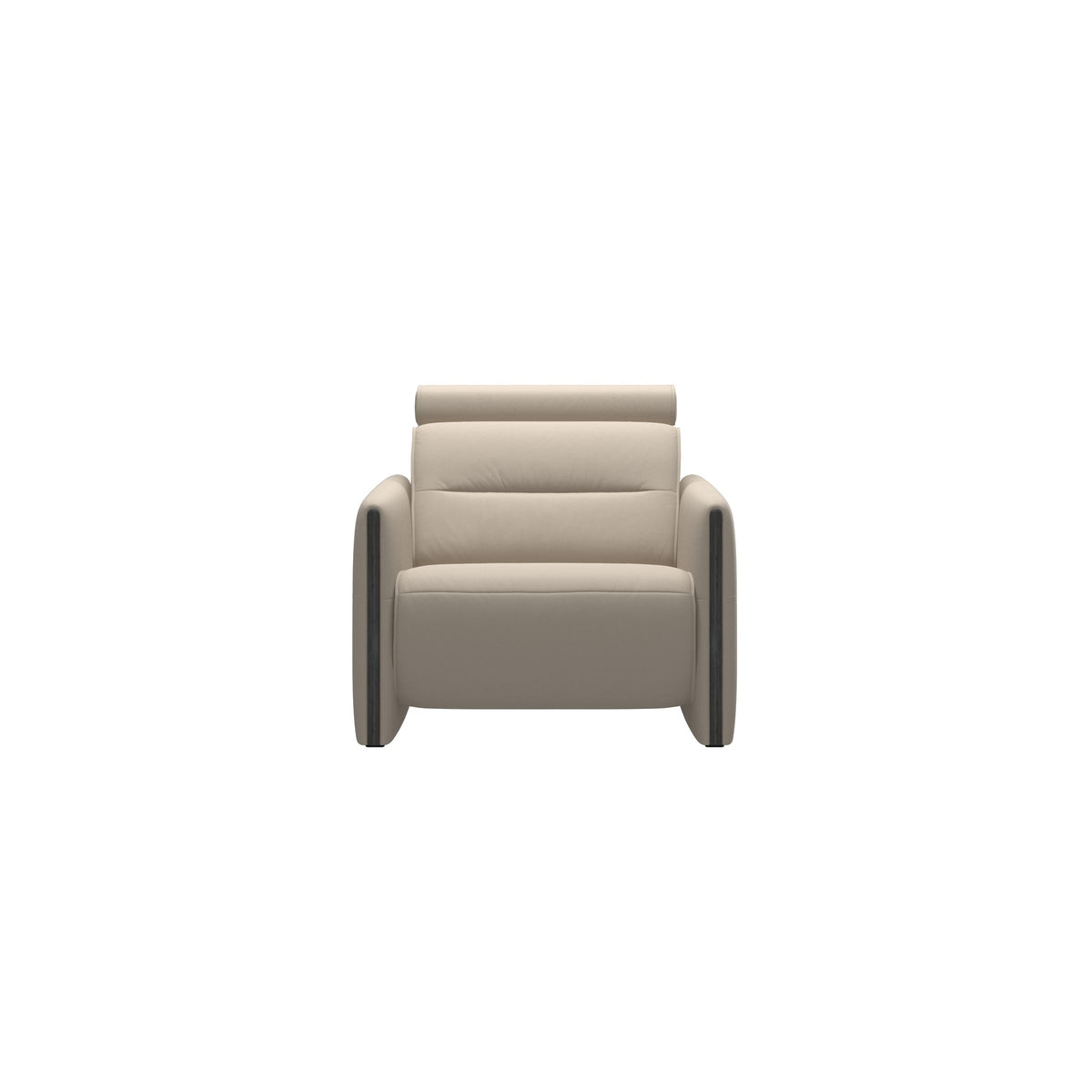 Stressless Emily Wood Chair with Power in Paloma Fog, Grey, front view