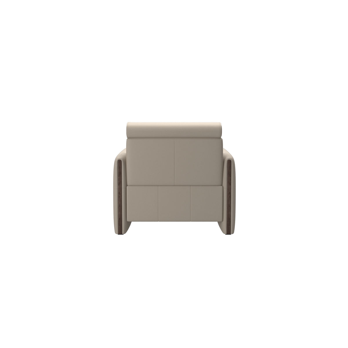 Stressless Emily Wood Chair with Power in Paloma Fog, Wenge, rear three-quarter view