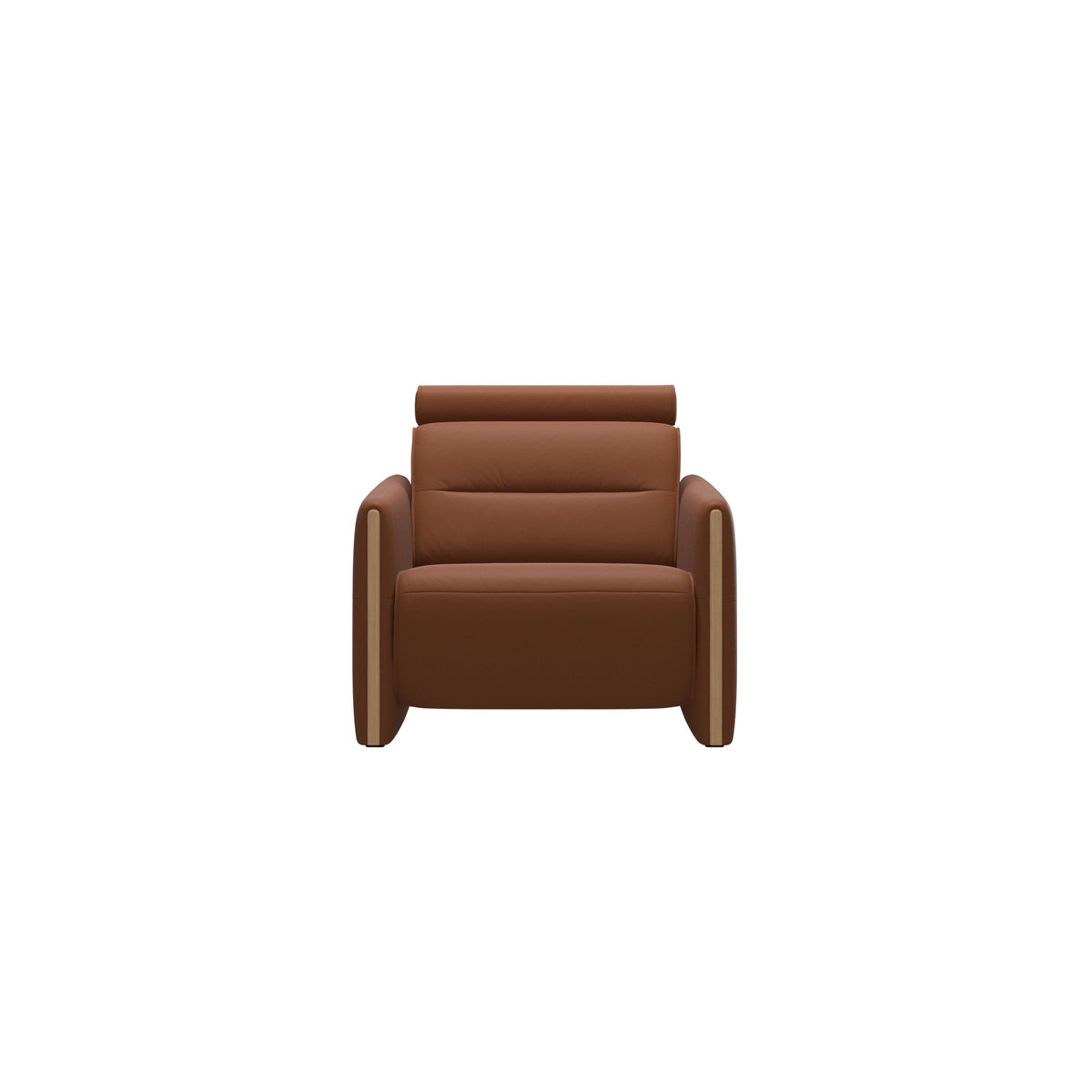 Stressless Emily Wood Chair with Power in Paloma New Cognac, Oak, front view