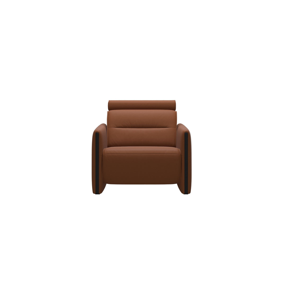 Stressless Emily Wood Chair with Power in Paloma New Cognac, Black, front view