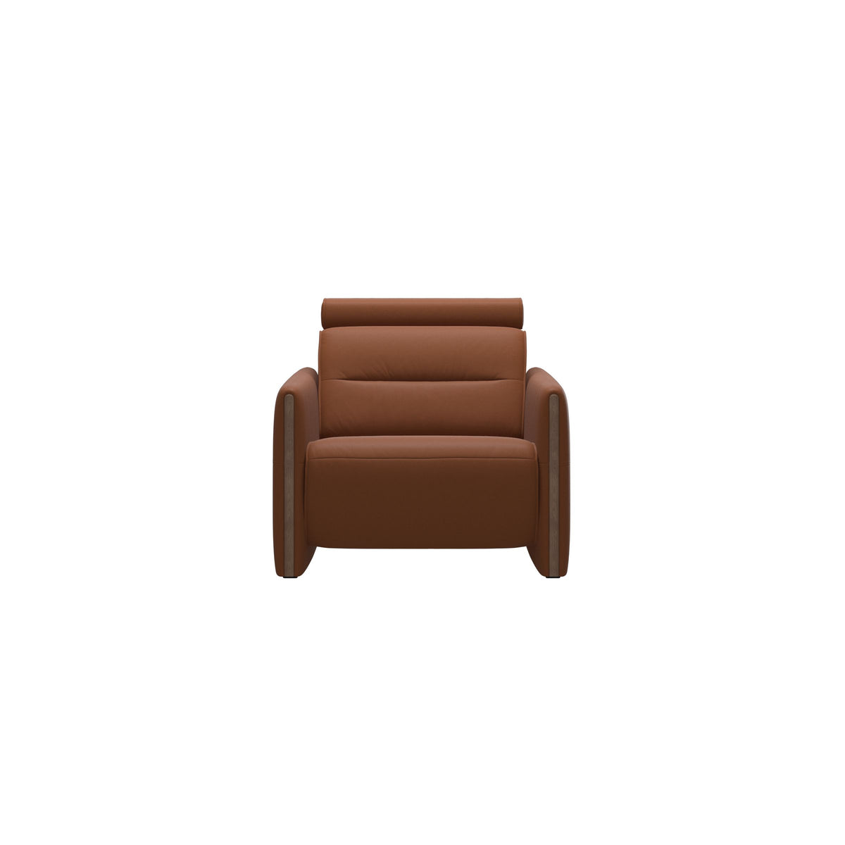 Stressless Emily Wood Chair with Power in Paloma New Cognac, Walnut, front view