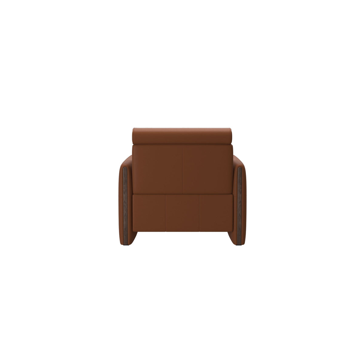 Stressless Emily Wood Chair with Power in Paloma New Cognac, Wenge, rear three-quarter view