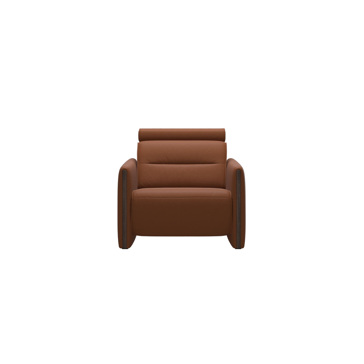 Stressless Emily Wood Chair with Power in Paloma New Cognac, Wenge, front view