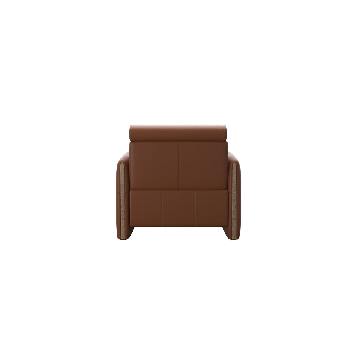 Stressless Emily Wood Chair with Power in Paloma New Cognac, Smoked Oak, rear three-quarter view