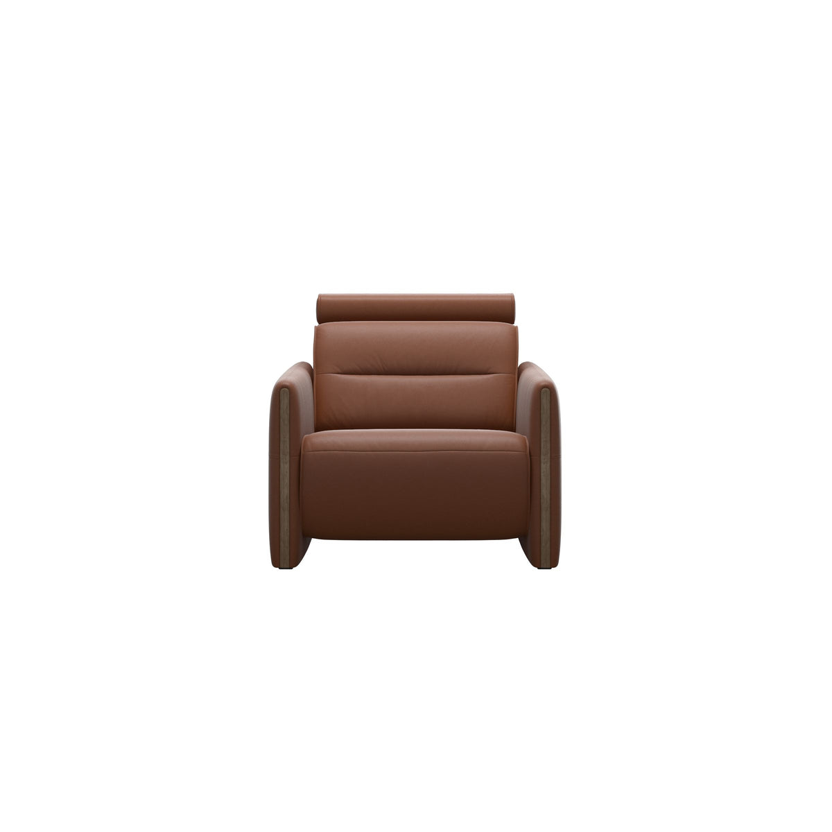 Stressless Emily Wood Chair with Power in Paloma New Cognac, Smoked Oak, front view